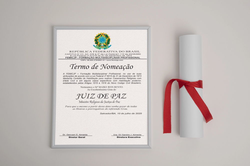 View of official certificate mock-up