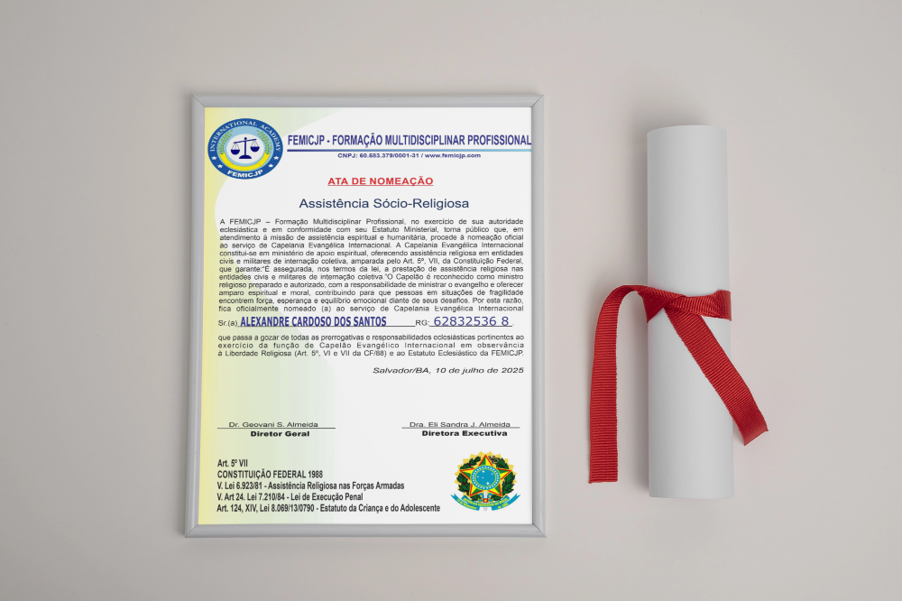 View of official certificate mock-up