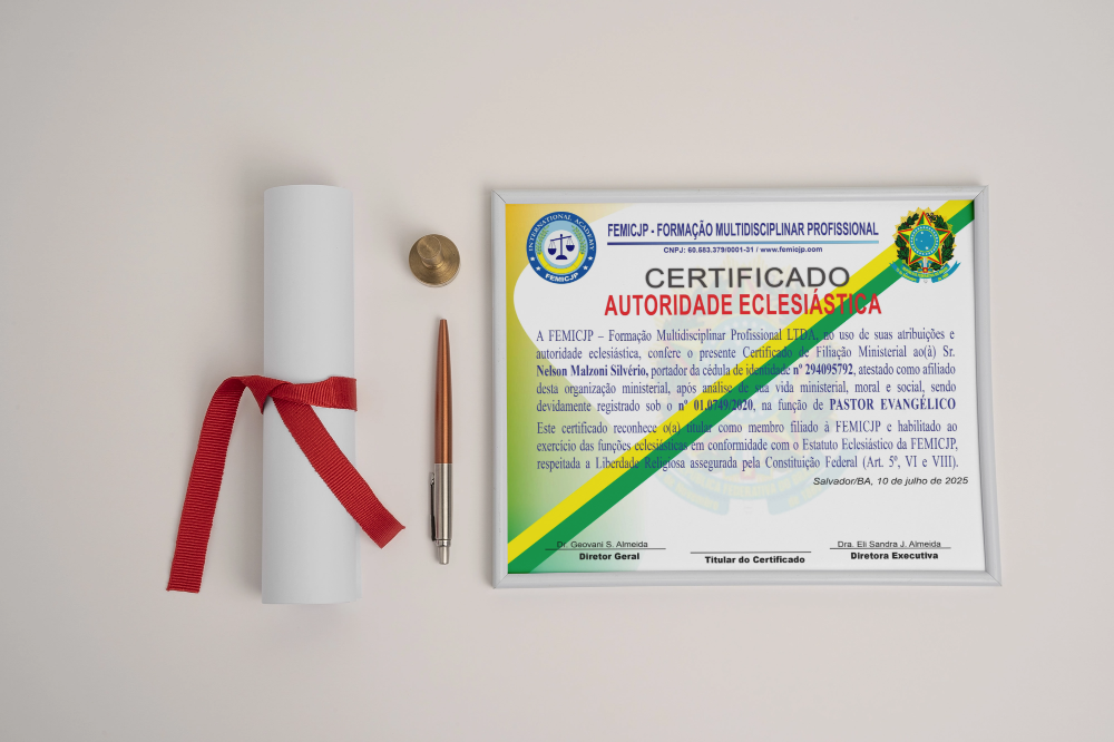 View of official certificate mock-up
